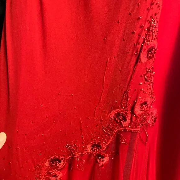 Wrapped in Red Embroidered Gown - Picture 4 of 10